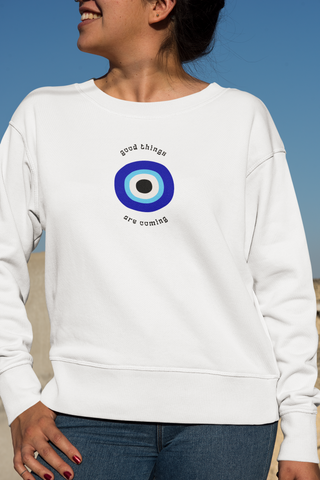 Hot Girl Evil Eye Organic Embroidered Sweatshirt - Hot Girl Apparel