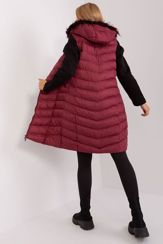 Gilet Rue Paris Long Quilted Fur Hood Vest