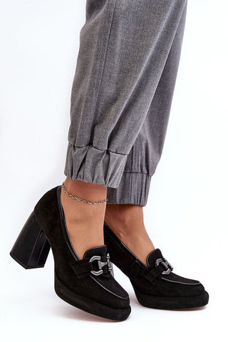 Step In Style Block Heel Leather Pumps In Black - Hot Girl Apparel