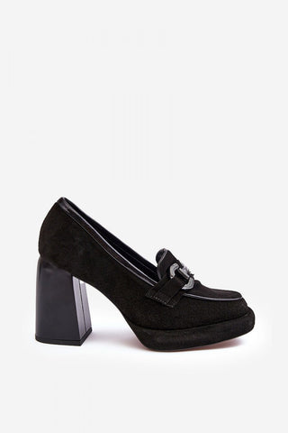 Step In Style Block Heel Leather Pumps In Black - Hot Girl Apparel