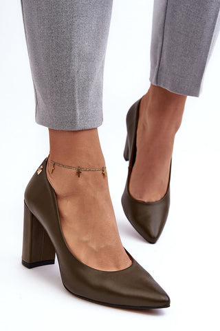 Step In Style Classic Leather Block Heel Pumps - Hot Girl Apparel