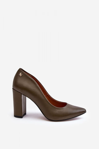 Step In Style Classic Leather Block Heel Pumps - Hot Girl Apparel