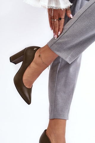 Step In Style Classic Leather Block Heel Pumps - Hot Girl Apparel