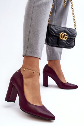 Step In Style Classic Leather Block Heel Pumps - Hot Girl Apparel