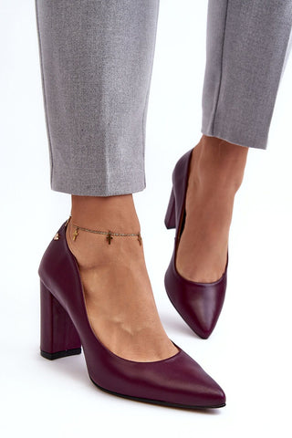 Step In Style Classic Leather Block Heel Pumps - Hot Girl Apparel