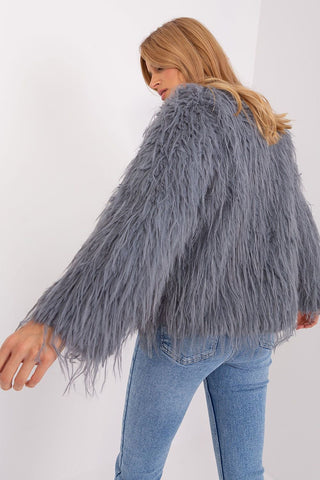 AT Faux Feather Fuzzy Jacket