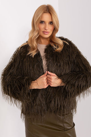 AT Faux Feather Fuzzy Jacket