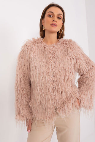 AT Faux Feather Fuzzy Jacket