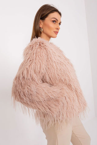 AT Faux Feather Fuzzy Jacket