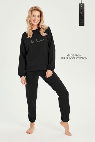 Taro Be Kind Sweatshirt And Sweatpant Two Piece Set In Black - Hot Girl Apparel