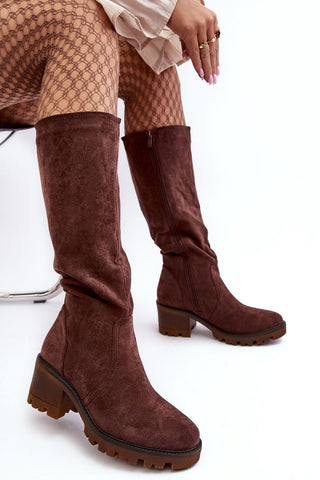 Step In Style Thigh High Suede Heeled Boots