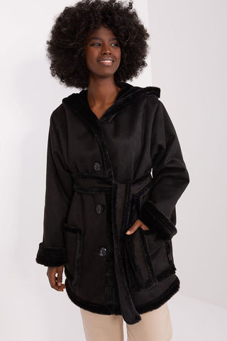 Lakerta Warm Fuzzies Tie Waist Winter Coat - Hot Girl Apparel