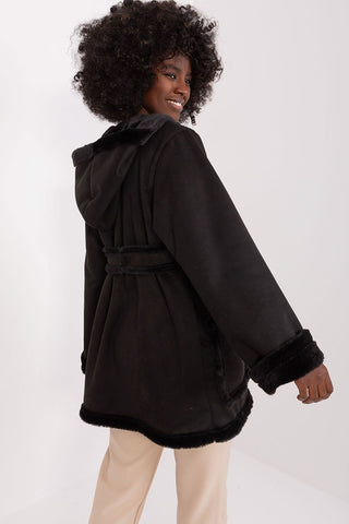 Lakerta Warm Fuzzies Tie Waist Winter Coat - Hot Girl Apparel