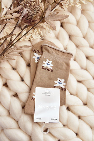 Step In Style Teddy Neutrals Crew Socks