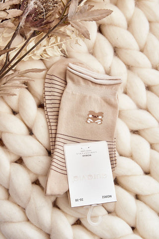 Step In Style Teddy Neutrals Crew Socks