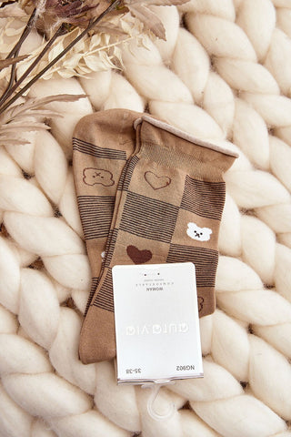 Step In Style Teddy Neutrals Crew Socks