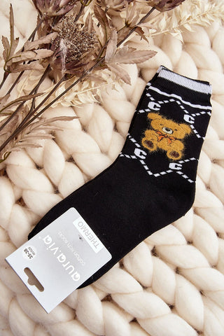 Step In Style Fuzzy Teddy Crew Socks