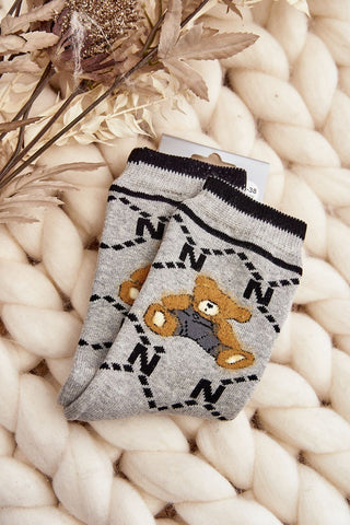 Step In Style Fuzzy Teddy Crew Socks