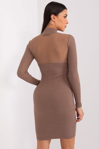 BFG Ribbed Mesh Detail Long Sleeve Fitted Mini Dress - Hot Girl Apparel