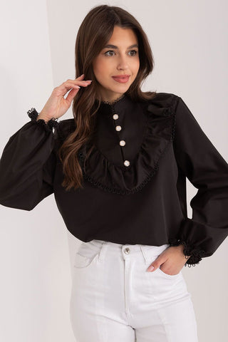 Lakerta Ruffled Button Accent Linen Blouse - Hot Girl Apparel