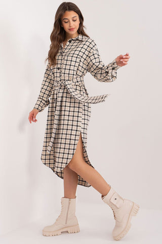 Lakerta Plaid Cotton Shirt Dress - Hot Girl Apparel