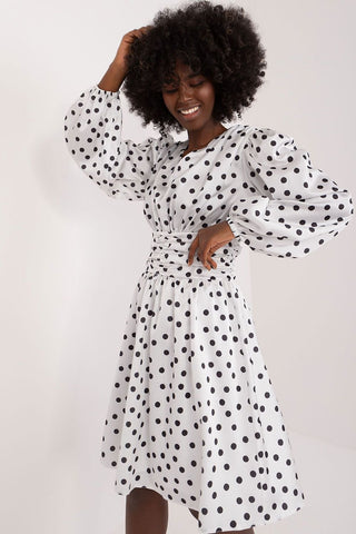 Lakerta Polka Dot Long Sleeve Cotton Mini Dress - Hot Girl Apparel