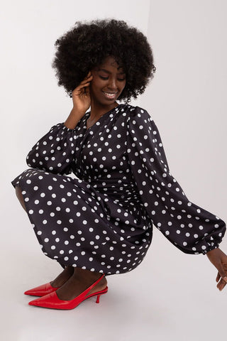 Lakerta Polka Dot Long Sleeve Cotton Mini Dress - Hot Girl Apparel