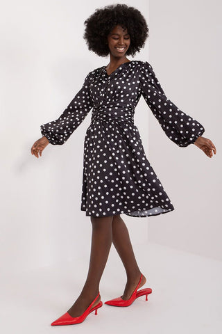 Lakerta Polka Dot Long Sleeve Cotton Mini Dress - Hot Girl Apparel