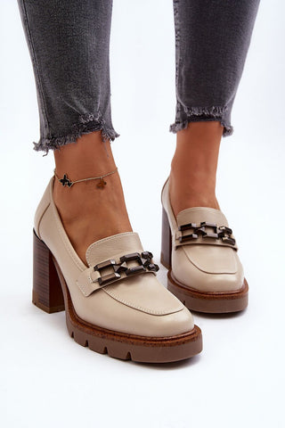 Step In Style Buckle Accent Block Heel Pumps