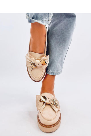 Inello Teddy Bear Suede Moccasin Loafers In Beige - Hot Girl Apparel