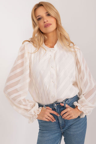 Lakerta Striped Sheer Blouse In Cream - Hot Girl Apparel