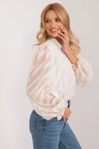 Lakerta Striped Sheer Blouse In Cream - Hot Girl Apparel