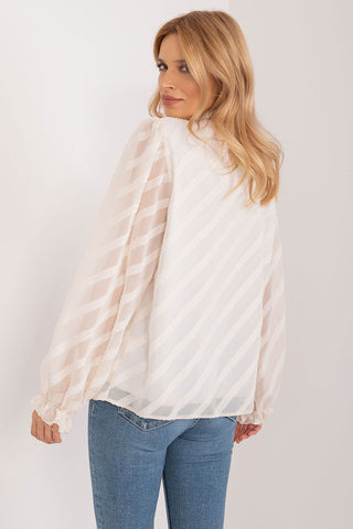 Lakerta Striped Sheer Blouse In Cream - Hot Girl Apparel