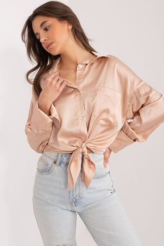 Fancy Satin Luxe Long Sleeve Blouse - Hot Girl Apparel