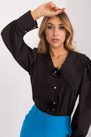 Lakerta Flower Embellished Long Sleeve Blouse - Hot Girl Apparel