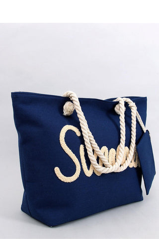 Inello Summer Embroidered Beach Bag In Navy Blue