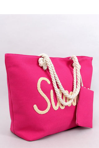 Inello Summer Embroidered Beach Bag In Hot Pink