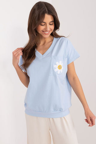 Rue Paris Pocket Full Of Sunshine Daisy Pocket Top