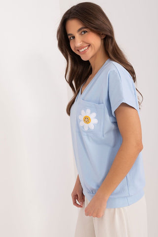 Rue Paris Pocket Full Of Sunshine Daisy Pocket Top