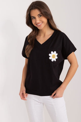 Rue Paris Pocket Full Of Sunshine Daisy Pocket Top