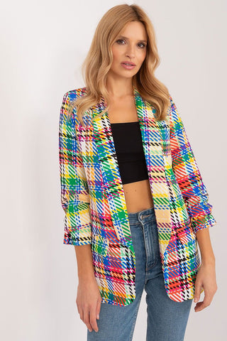 Italy Moda Plaid Blazer Jacket