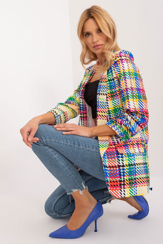 Italy Moda Plaid Blazer Jacket