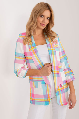 Italy Moda Plaid Blazer Jacket