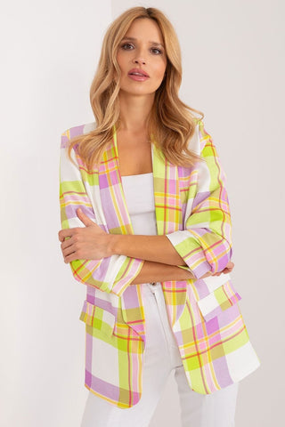 Italy Moda Plaid Blazer Jacket