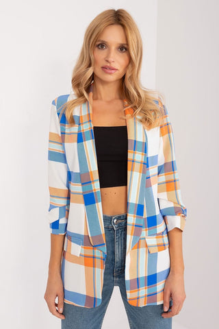 Italy Moda Plaid Blazer Jacket