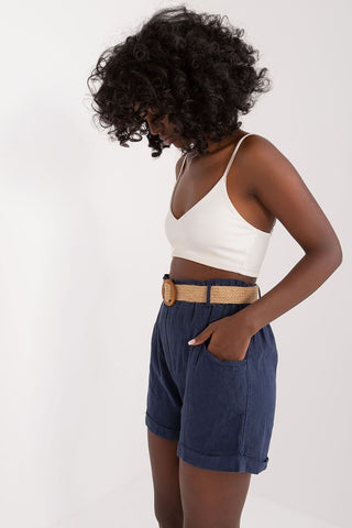 Italy Moda Belted Linen Shorts - Hot Girl Apparel