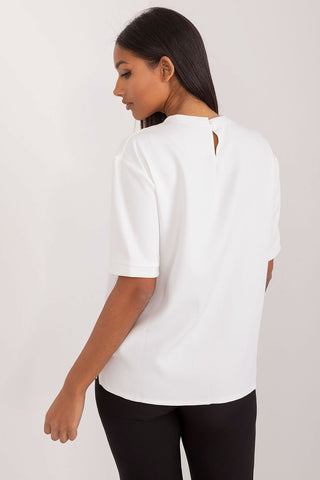 Lakerta Midnight Rose Embellished Short Sleeve Top In White - Hot Girl Apparel