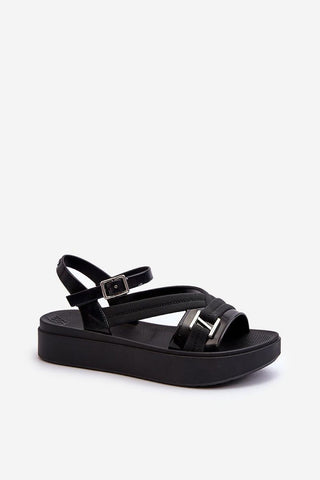 Step In Style Buckle Strap Platform Sandals In Black - Hot Girl Apparel