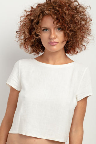 Tessita Cropped Linen Top