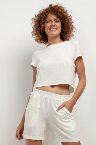 Tessita Cropped Linen Top